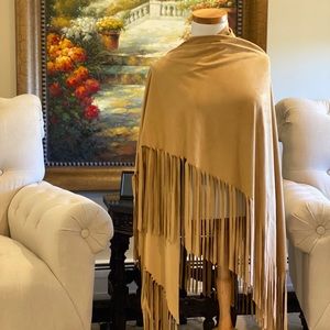 Coral vegan suede fringe wrap